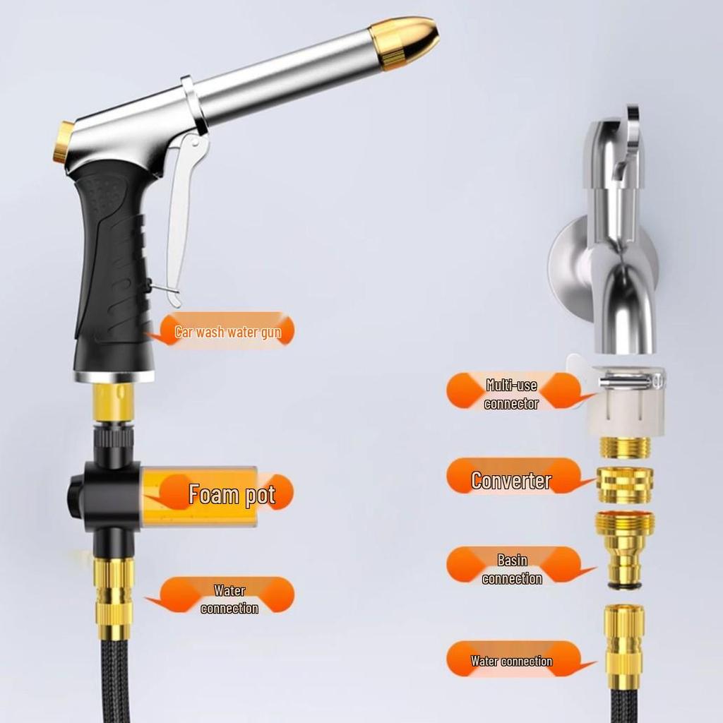 Set Furtun de Apă Retractabil de Înaltă Presiune, Rezistent la Explozii, pentru Spălarea Mașinii
