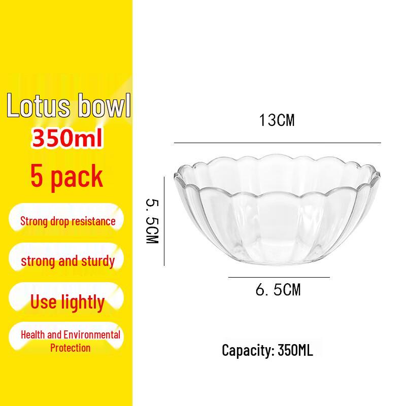 Transparent PC Acrylic Lotus Salad Bowl Set
