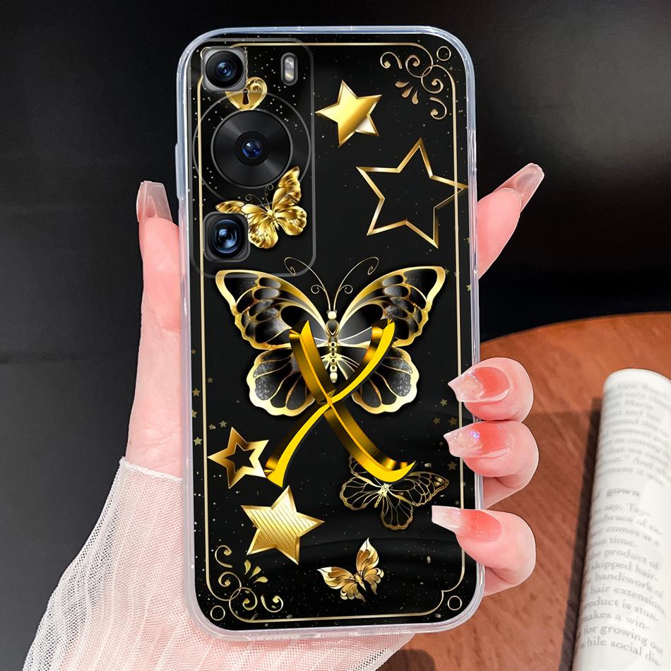 Phone Case For Huawei P60 P50 Pro P50E Lovely Letters Lightweight Soft TPU Transparent Silicone Shell For Huawei P 60 P 50 Cover