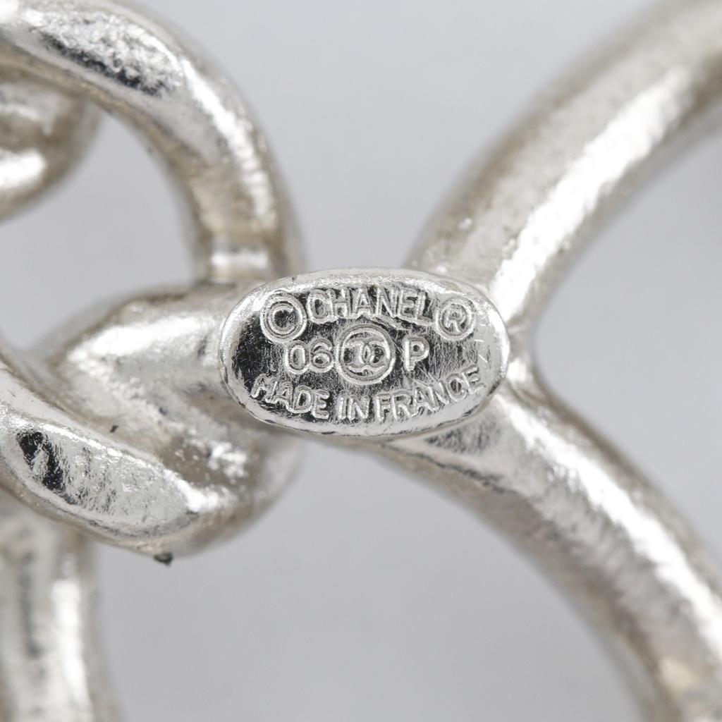 CHANEL COCO Mark Brooch OpenWork Chain Silver metallic 40g Women Used