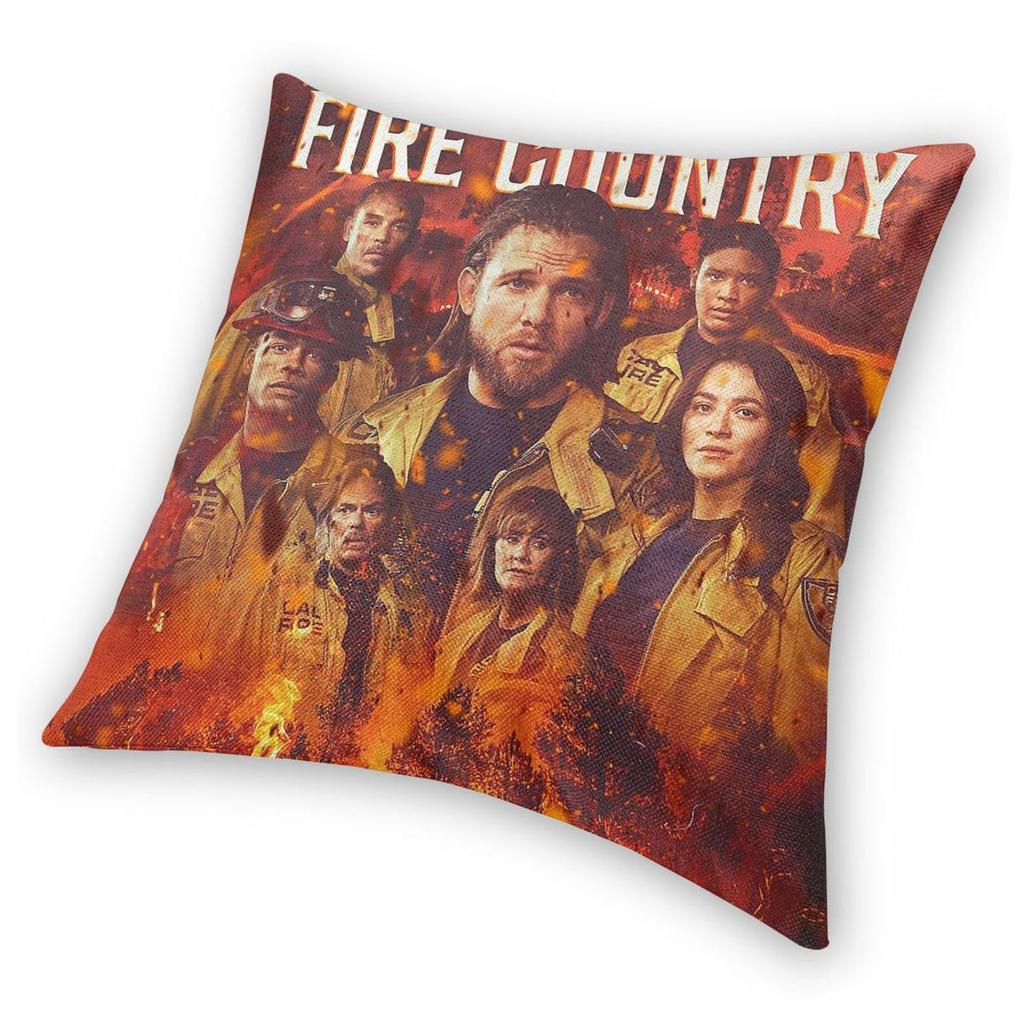 Fire Country Burned Square Pillowcase Polyester Linen Velvet Creative Zip Decorative Room Cushion Case