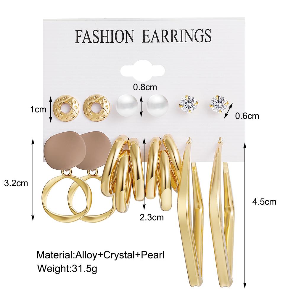 IF ME Vintage Gold Plated Earrings Set Metal  Heart Twist Geometric Hollow Hoop Earrings For Woman Fashion Jewelry Gifts