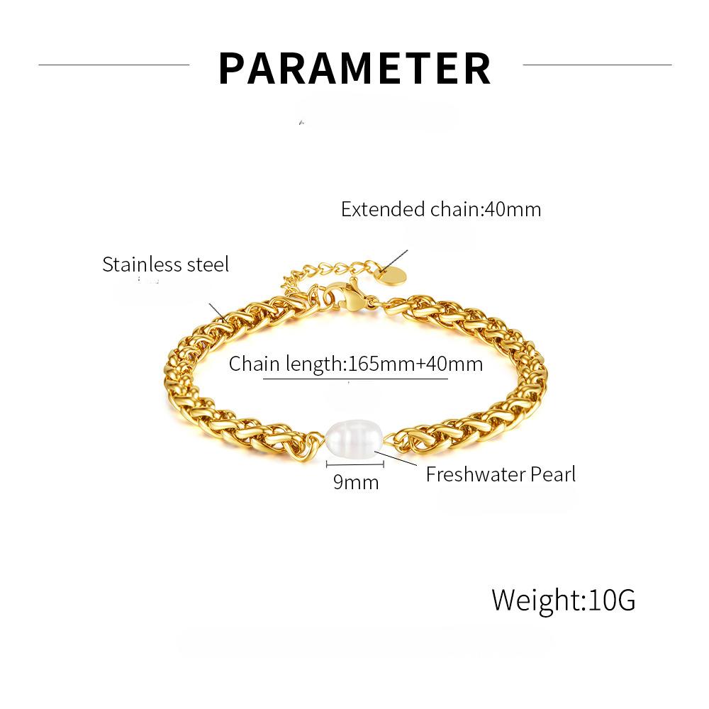 Titanium Steel Special Interest Light Luxury Design Stainless Steel Chain Natural Freshwater Pearl Bracelet