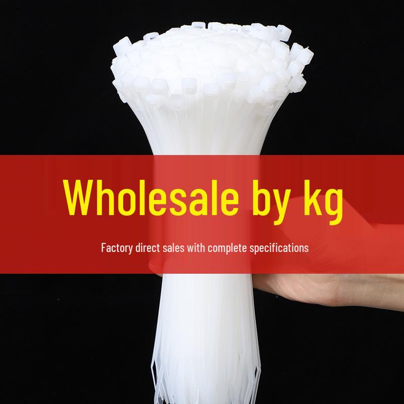 Black Self-Locking Nylon Cable Ties - 100 Pieces, White Binding, In Stock.