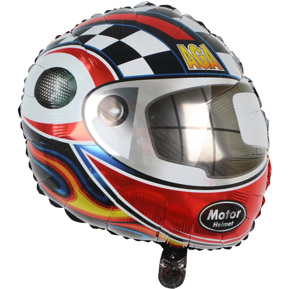 Tire Helmet Balloon 18 Inch Black And White Plaid Round Aluminum Film Balloon Racing Theme Party Decorative Balloon