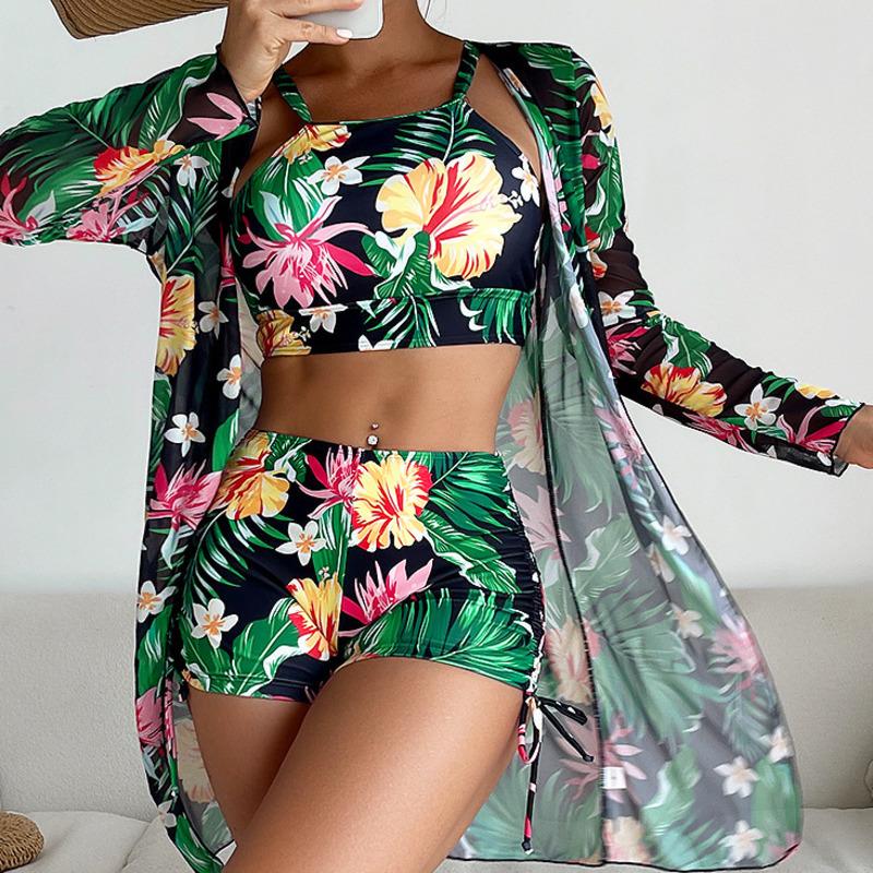New 2026 Swimsuits Print Tankini Sets Female Swimwear Push Up For Beach Wear Three-Piece Bathing Suits Pool Women Swimming Suit