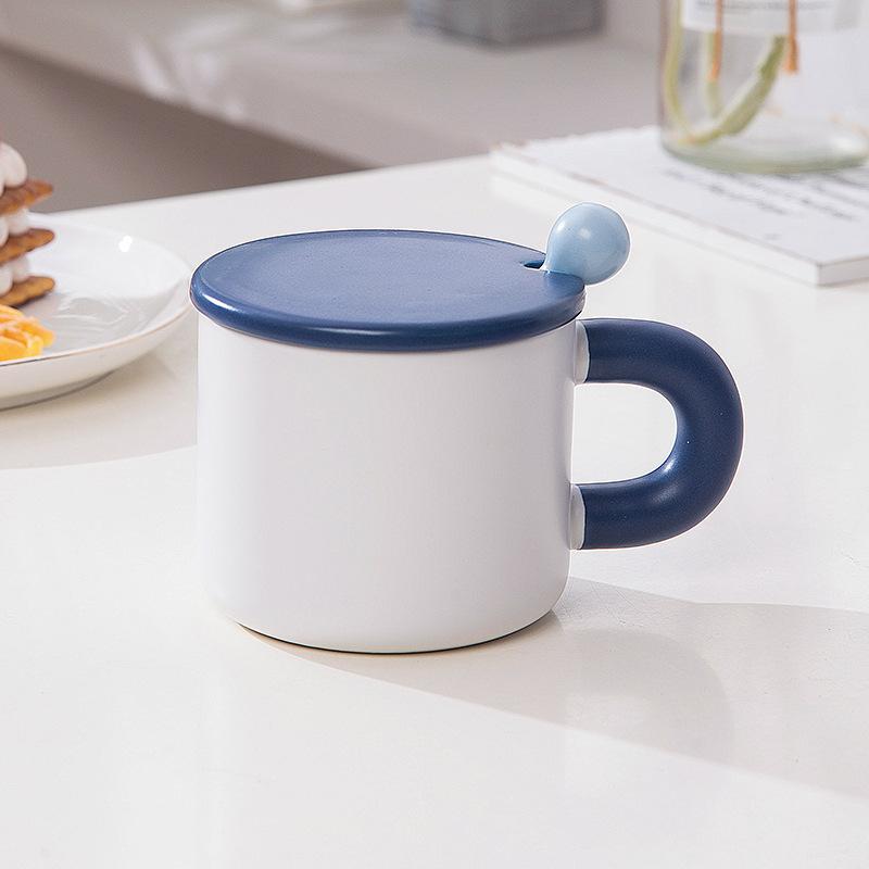 Creative Cartoon Ceramic Cup Cute Animal Mug with Lid Spoon Couple Water Cup Valentine's Day Cup Coffee Cup