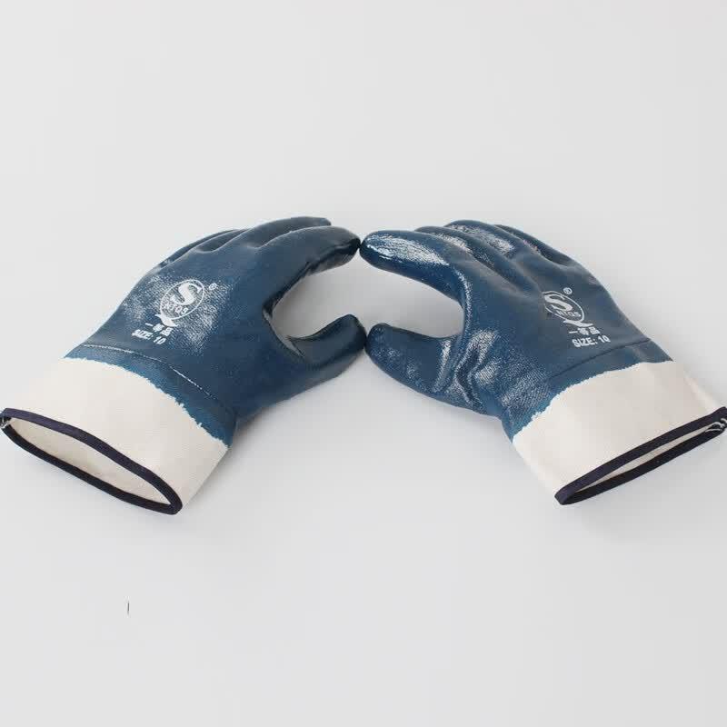 Manluo Thickened Oil-Resistant Nitrile Dipped Work Gloves (5 Pairs) One Size