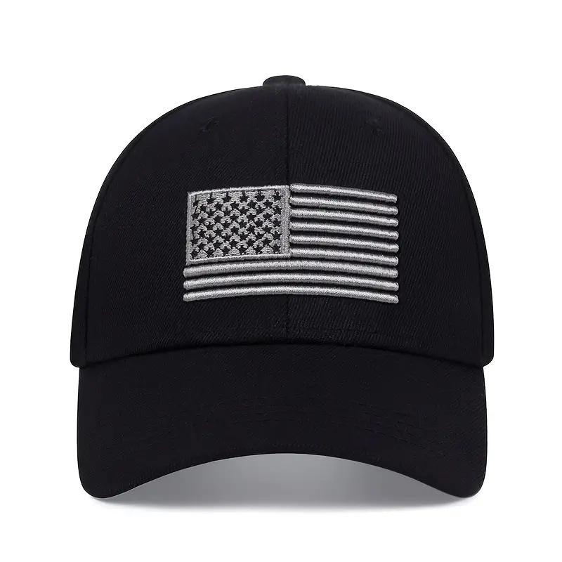 Hats New Embroidered American Flags Baseball Caps Men's and Women's Big Head Circumference Hard Top Mao Green Sunshade Cap Tide