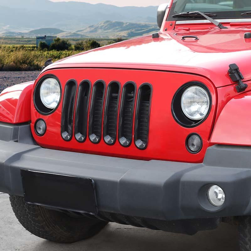 Car Headlight Lamp Circle Grille Front Turn Signal Light Circle Decoration Cover Stickers For Jeep Wrangler JK 2007-2017 Exterior Accessories