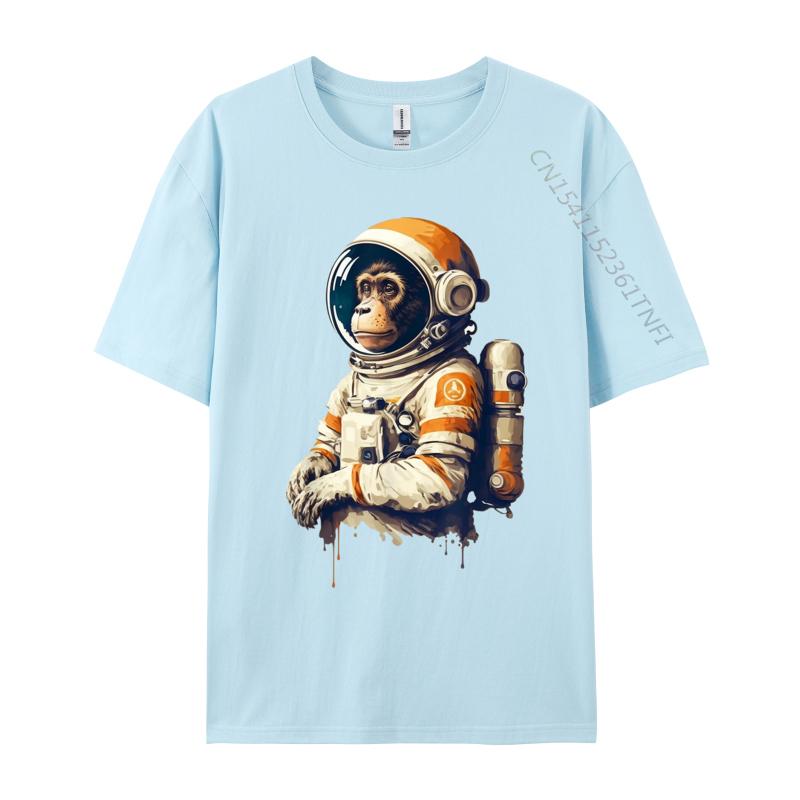 space vintage travel astronaut monkey astronaut Custom Camisa T-Shirt Tops Tees Retro Cotton Normal Clothing Shirt