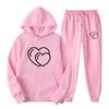 European and American Men's and Women's Spring, Autumn and Winter Fleece Sweater Set Sports and Leisure Hoodie Fashion Printing Set
