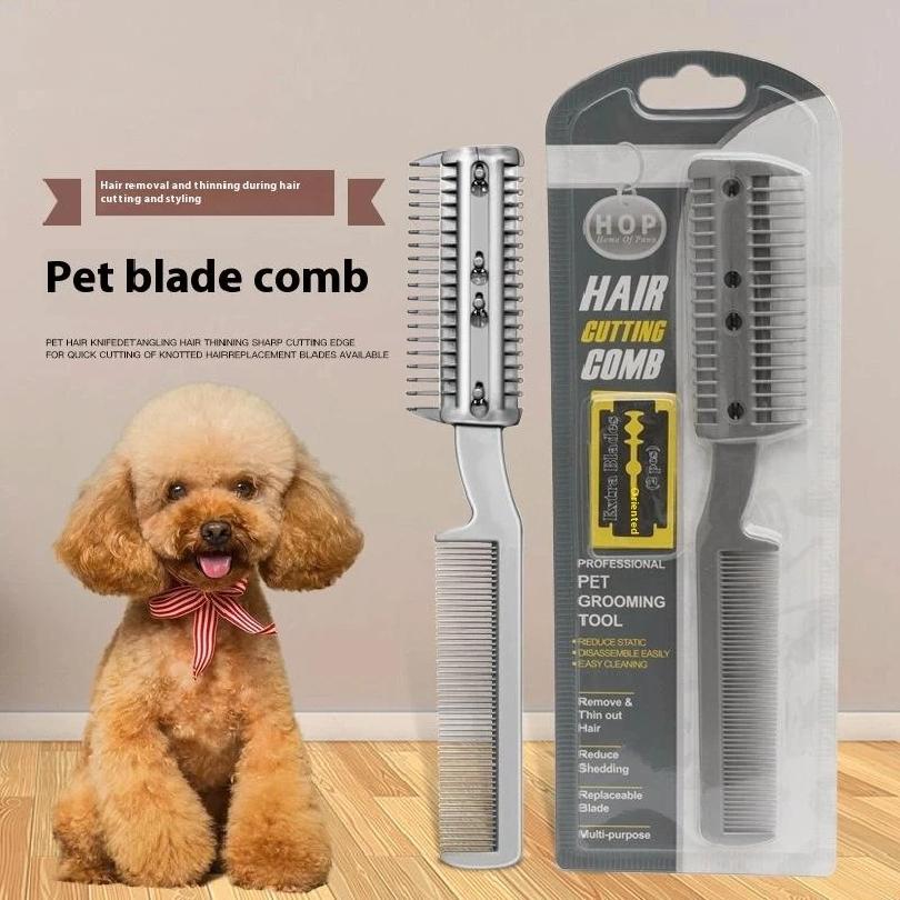 Pet Dog Hair Trimmer Comb Cutting Cut With 2 Blades Grooming Razor Thinning Dog Cat Combs Dog Cat Hair Remover Hair Brush Comb.