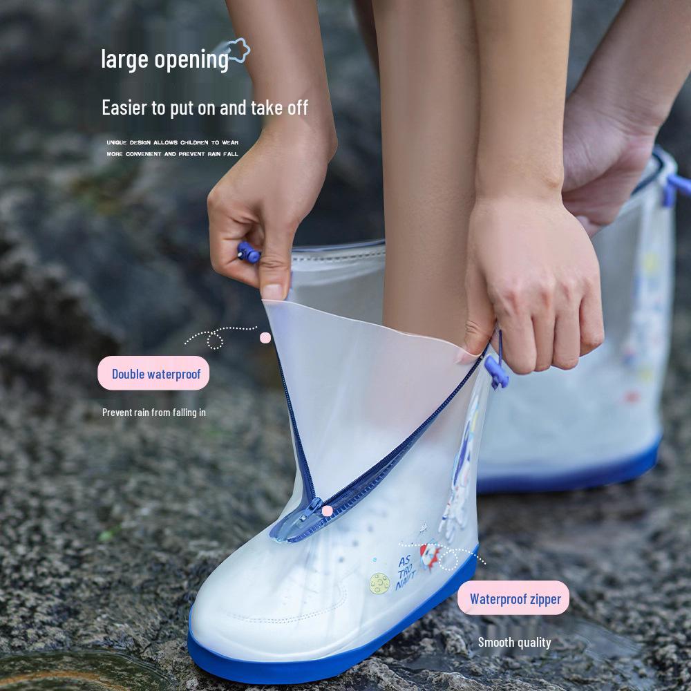 Weatherproof Unisex Shoe Covers: Snow-Resistant, Mid-Calf, Slip-On PVC for Cycling and Outdoor Use.