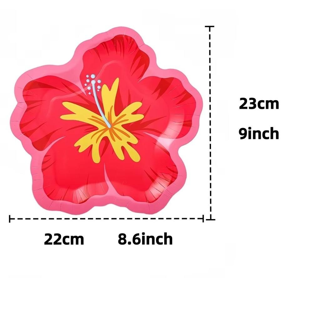 10Pcs Hibiscus Flower Pattern Hibiscus Paper Plates Disposable Dessert Plates Spring Party Supplies