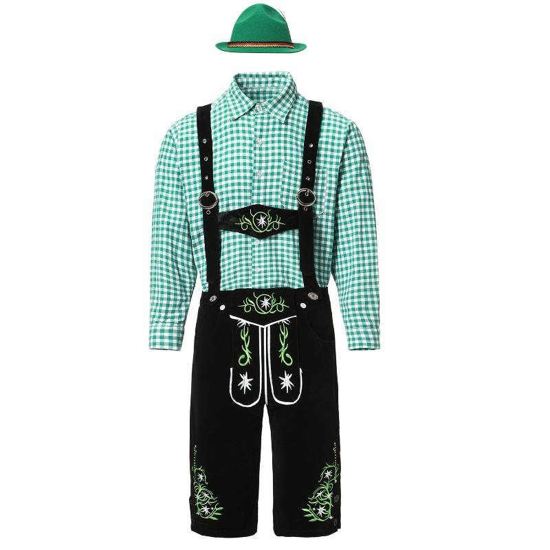 M-XXL Oktoberfest Costume Oktoberfest, Munich, Suspenders, Men's Plaid Suit Beer Party