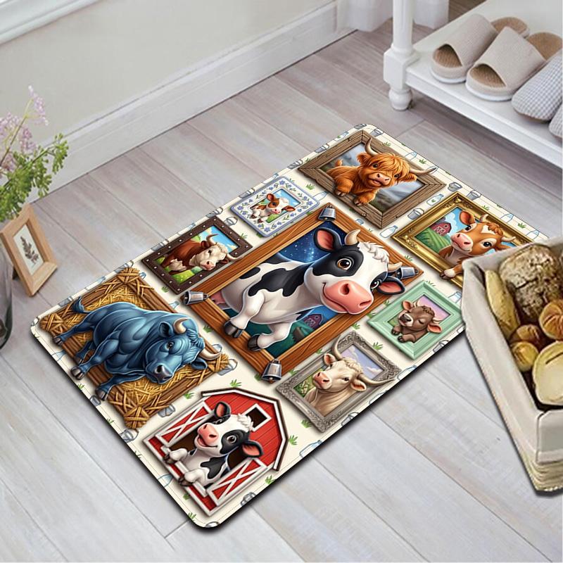 Farm Animal Frames Pattern Rug Floor Mat for Living Room or Bedroom Soft and Comfortable Carpet a Gift for Birthday and Holiday.