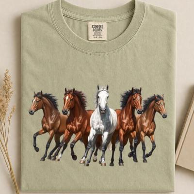 Comfort Colors Horse Lover Shirt, Running Horses Tee, Western Cowgirl Tee, Country Ranch Tee, Equestrian Lover Gift Tee, Handmade Horse Tee