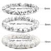 Charm Natural Stone Bracelet 6/8/10mm White Howlite Beads Bracelets For Women Men Energy Jewelry Stretch Bangle Wristband