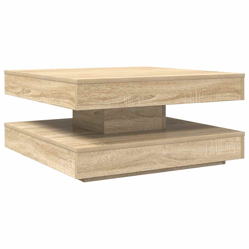 Rotating Coffee Table 360 degrees  Swivel Sonoma Oak Finish 70 x 70 x 34.5 cm