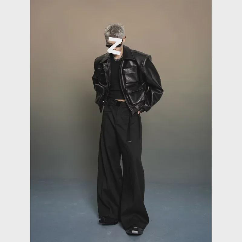 2024 Autumn/Winter Trendy Korean-Style 3D-Cut Casual Leather Jacket