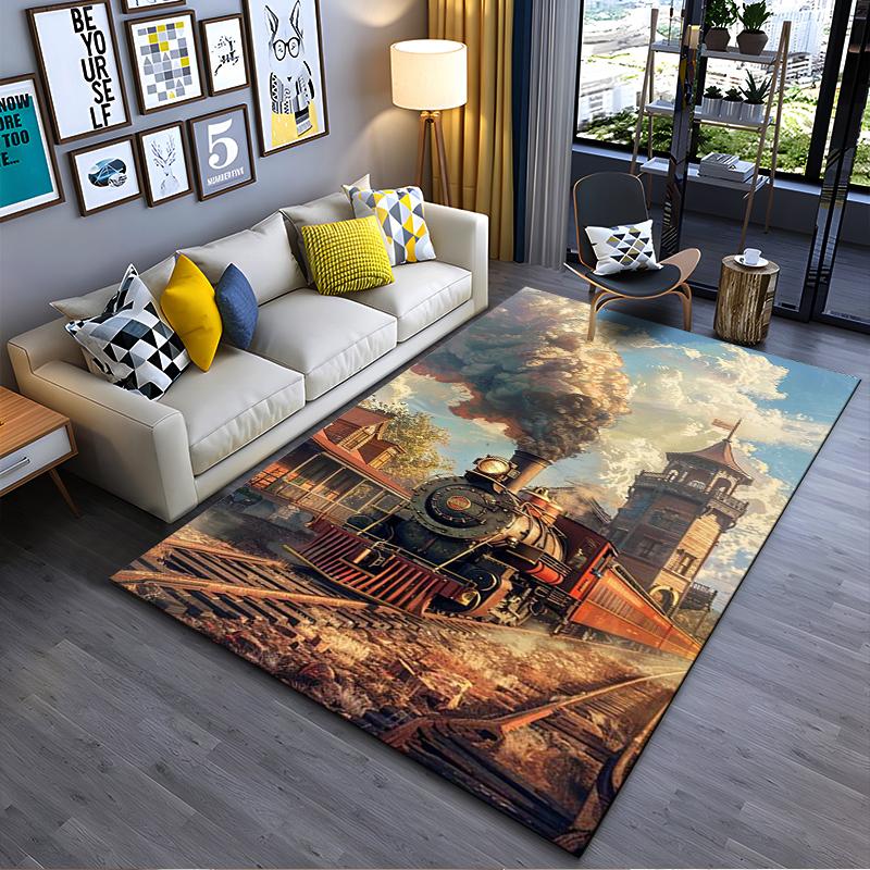 

Vintage Train Printed Rug Suitable for use as an anti-slip game mat for living room and bedroom sofas 40x60cm( 15x23in )