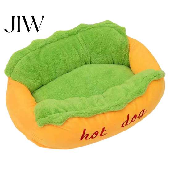 Comfortable Cat Bed Hot Dog Pet Bed, Soft Cozy Plush Removable Washable Mat, Novelty Furniture Cute Bun for Cats Dogs, Sofa Indoor Nest S