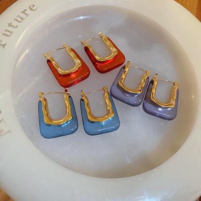 Retro U-Shaped Acrylic Geometric Earrings - French Fashion for Women