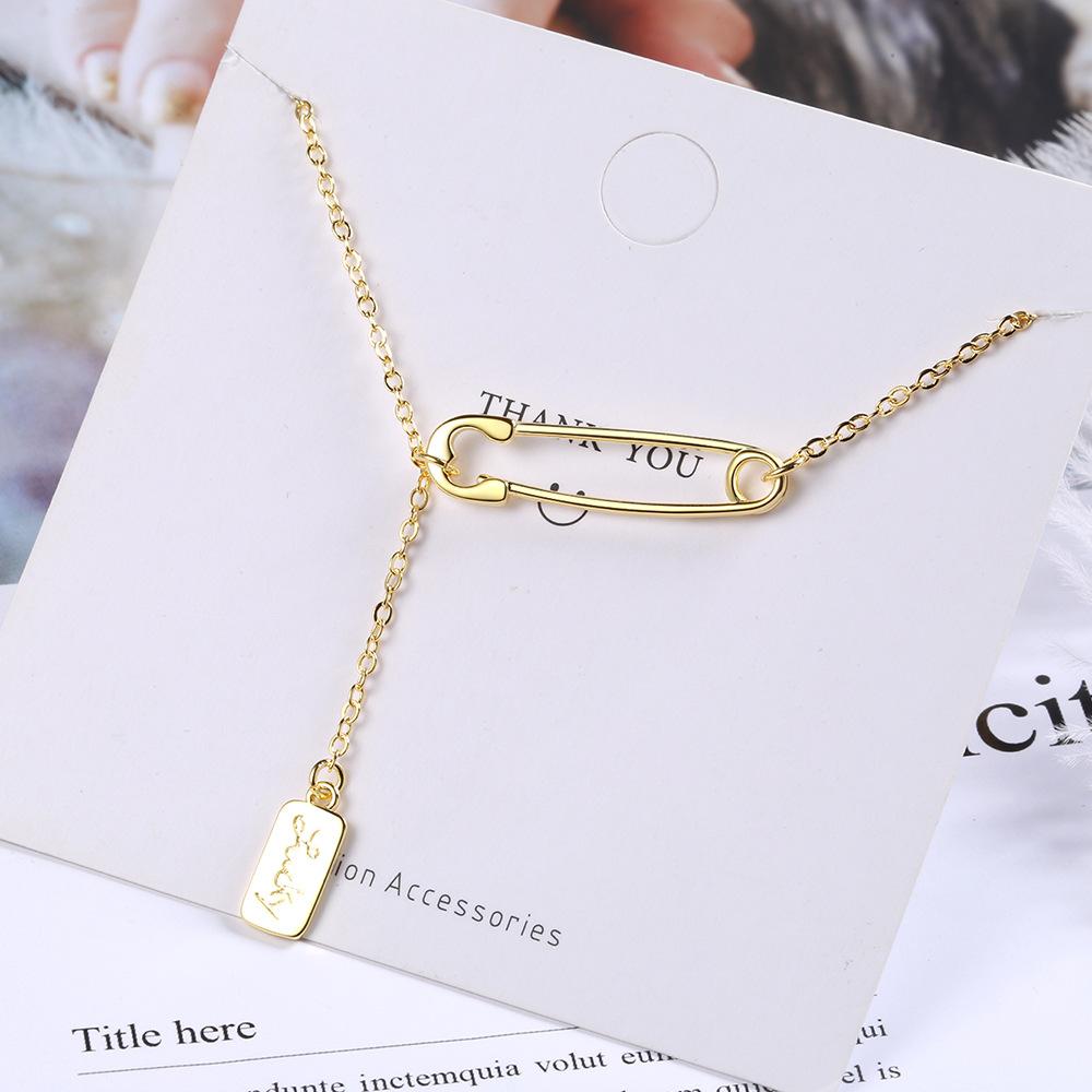 Safety Paper Pin Clip Pendant Necklace For Women Hollow Tassel Collarbone Chains Choker Women's Necklace Fashion Jewelry