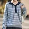 Navava Men S Striped Color Block Hoodie Long Sleeve Knit Tee Nk3300