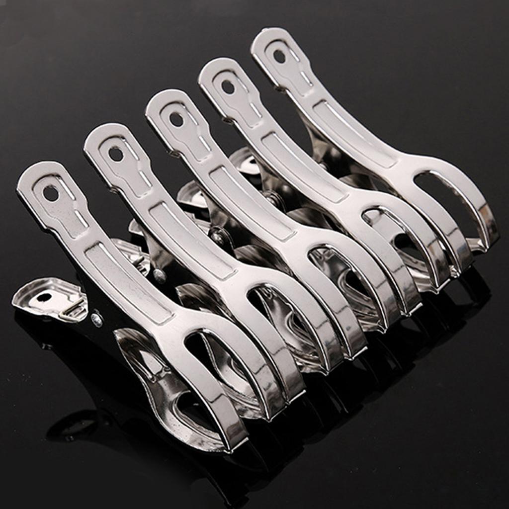5Pcs Stainless Steel Clothespins Strong Clamping Rustproof Durable Lightweight Portable Metal Beach