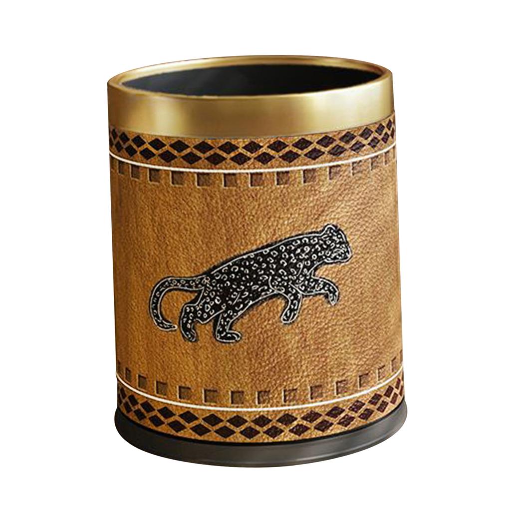 Round Trash Can French vintage Garbage for Bedroom Kitchen Bathroom Office Living Room Dorm Laundry Room Indoor