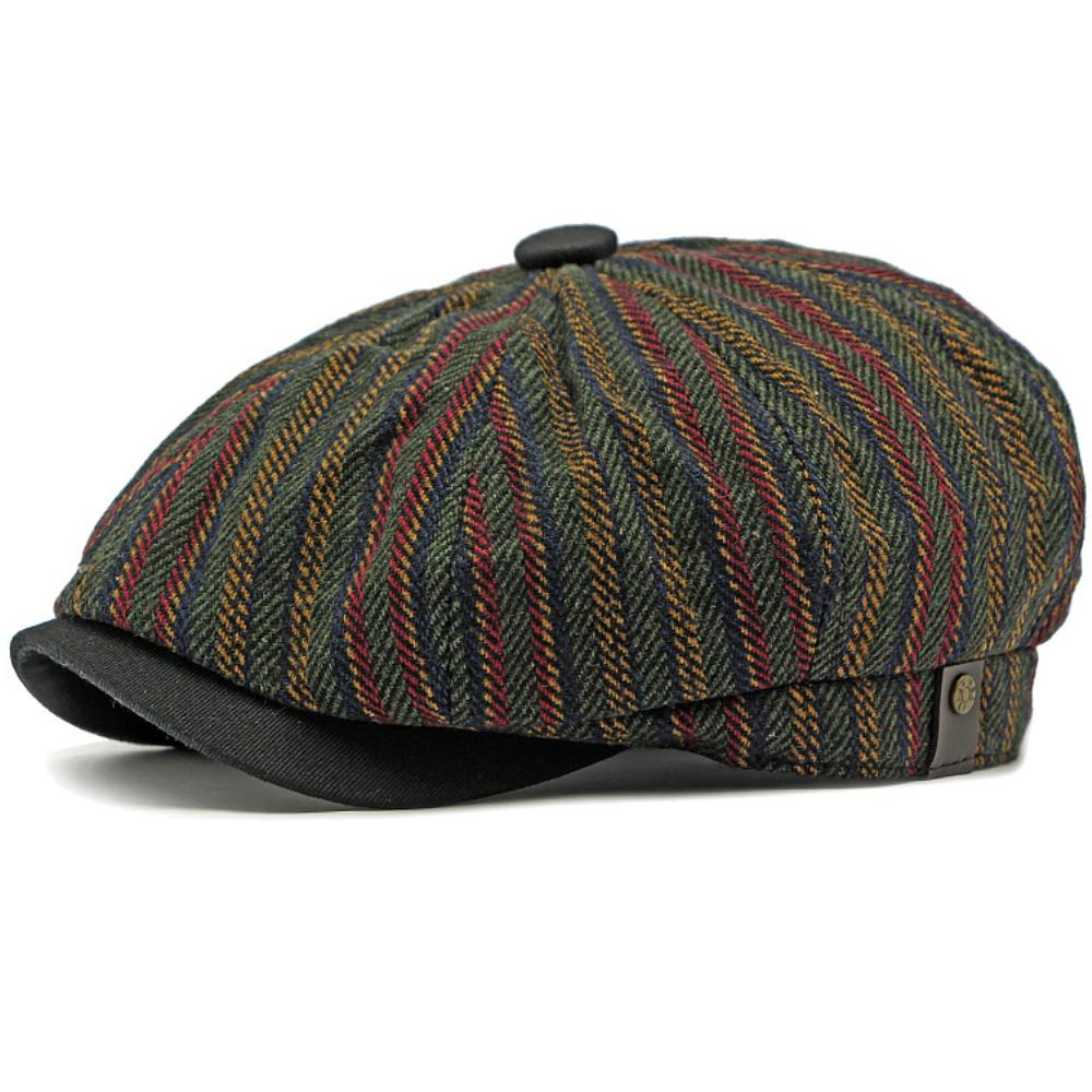 

HT4585 Berets Spring Autumn Hat Caps for Men Women Octagonal Ivy Flat Cap Striped Artist Painter Beret Hat Male Female Beret Cap 55-59cm Elastic