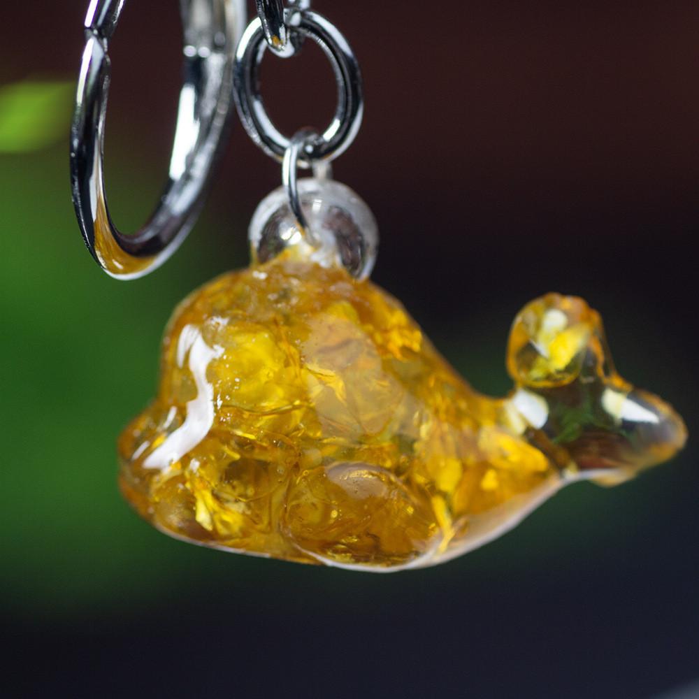 Animal Dolphin Keychain With Resin Encased Natural Crystal Decor Gift For Holidays