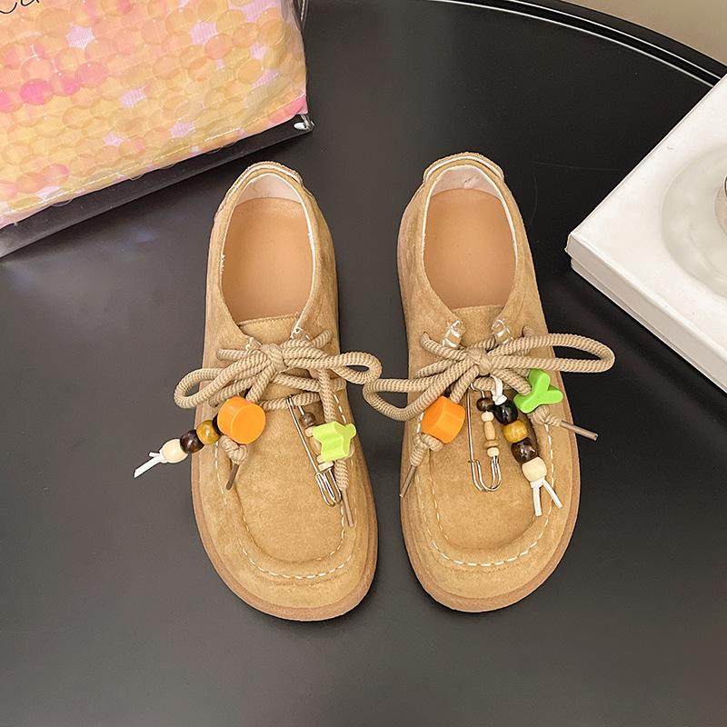 

2025 весна новые немецкие тренировочные туфли платформа обувь кенгуру женские весна и осень ретро ветер анти-велюровые лоферы печенье одинарные туфли женские 40 абрикосовый