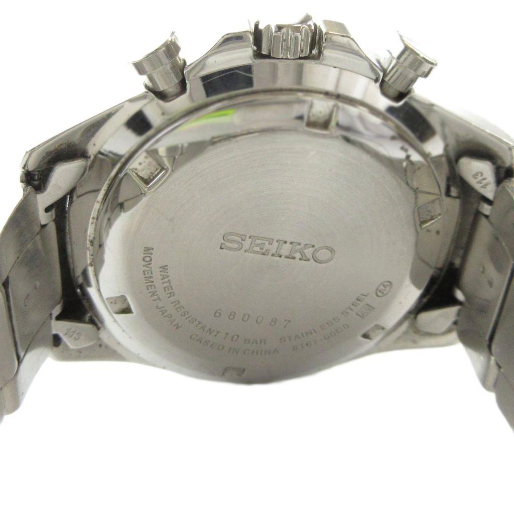 Seiko SEIKO Black Date Silver Color 8T67-00C0 Wristwatch, Quartz, Dial, Chronograph, Calendar, GY18 /MQ Men's