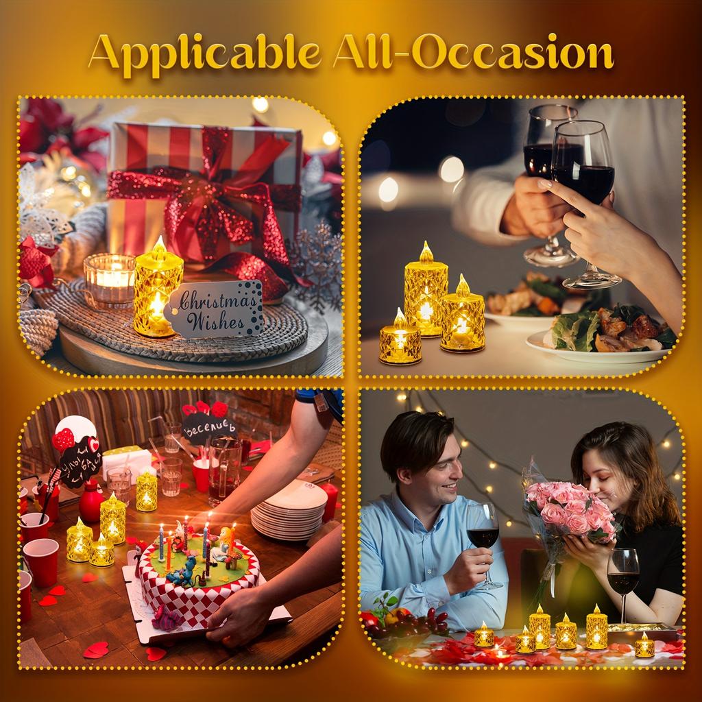 24 Pcs Patterned Flameless Candle Lights, LED Electronic Simulation Flameless Candle Lights, Tea Lights, Suitable for Birthdays, Weddings, Parties