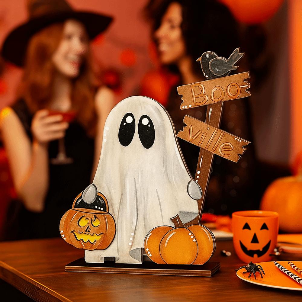 Ghost Pattern Pumpkin Ghost Ornament Handmade Halloween Pumpkin Ornament  Party Supplies