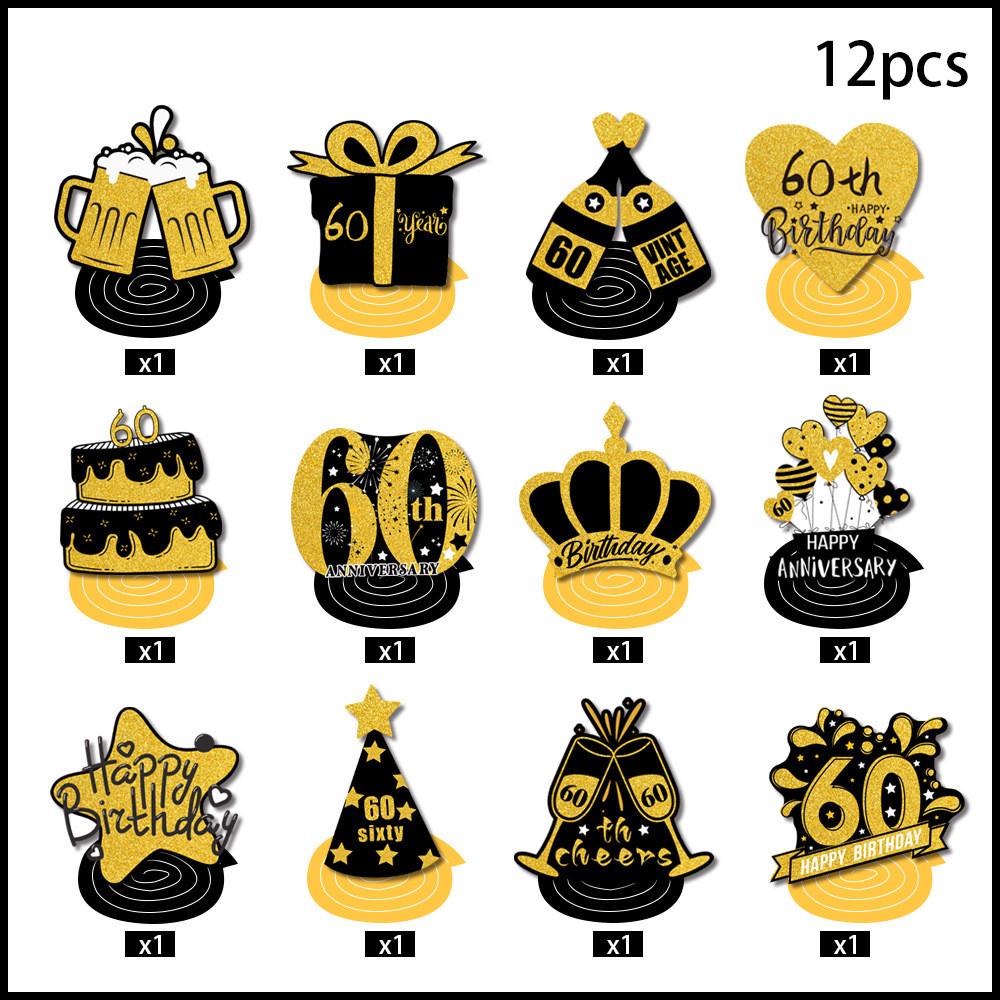Birthday Celebration Black And Gold Theme Festive Paper Spiral Decor Hanging