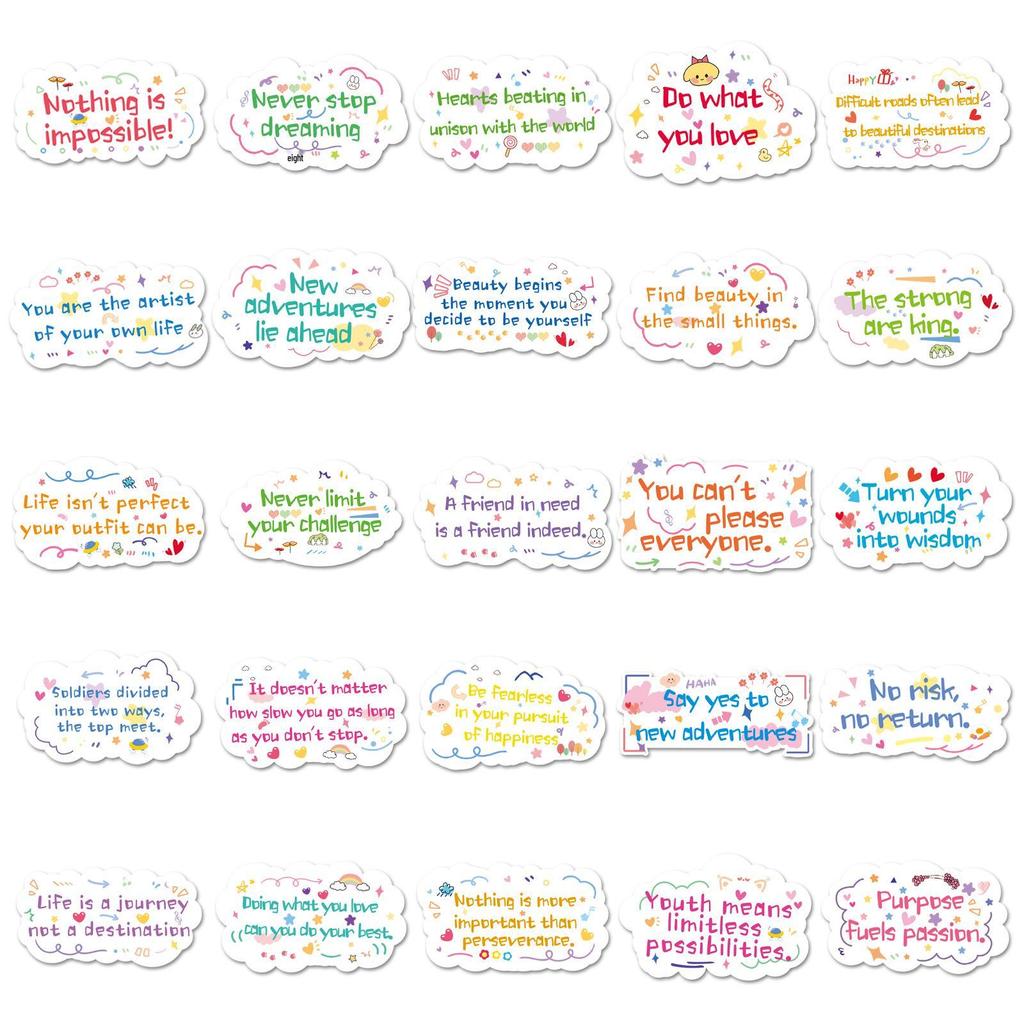 Set of 100 Inspirational Mental Health Stickers: Waterproof, Motivational English Quotes for DIY Projects & Decor