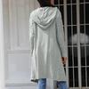 Women's Loose Knitted Mid-length Hooded Cardigan Cable Coat