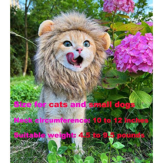 Lion Mane Wig for Cat Costume Pet Adjustable Washable Comfortable Fancy Lion Hair Cat Clothes Dress for Halloween Christmas Easter Festival Party