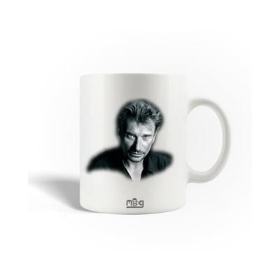 Ceramic Mug - Johnny Hallyday - 30cl - White - Dishwasher Safe - Round