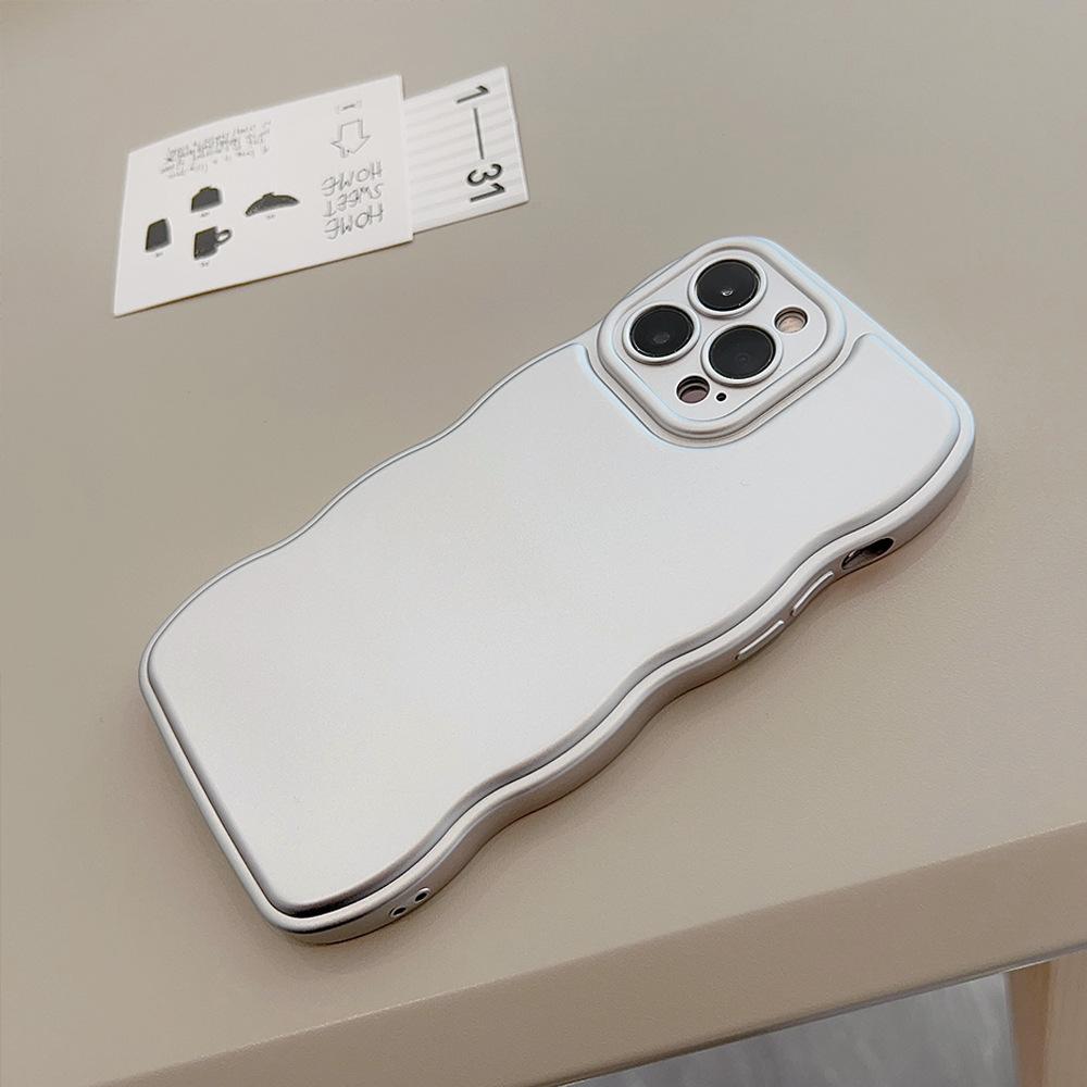 Applicable To Apple 17 Mobile Phone Case Iphone16 High end Sense 11 Electroplated Silver 14 Promax Wave 12 Solid Color 15