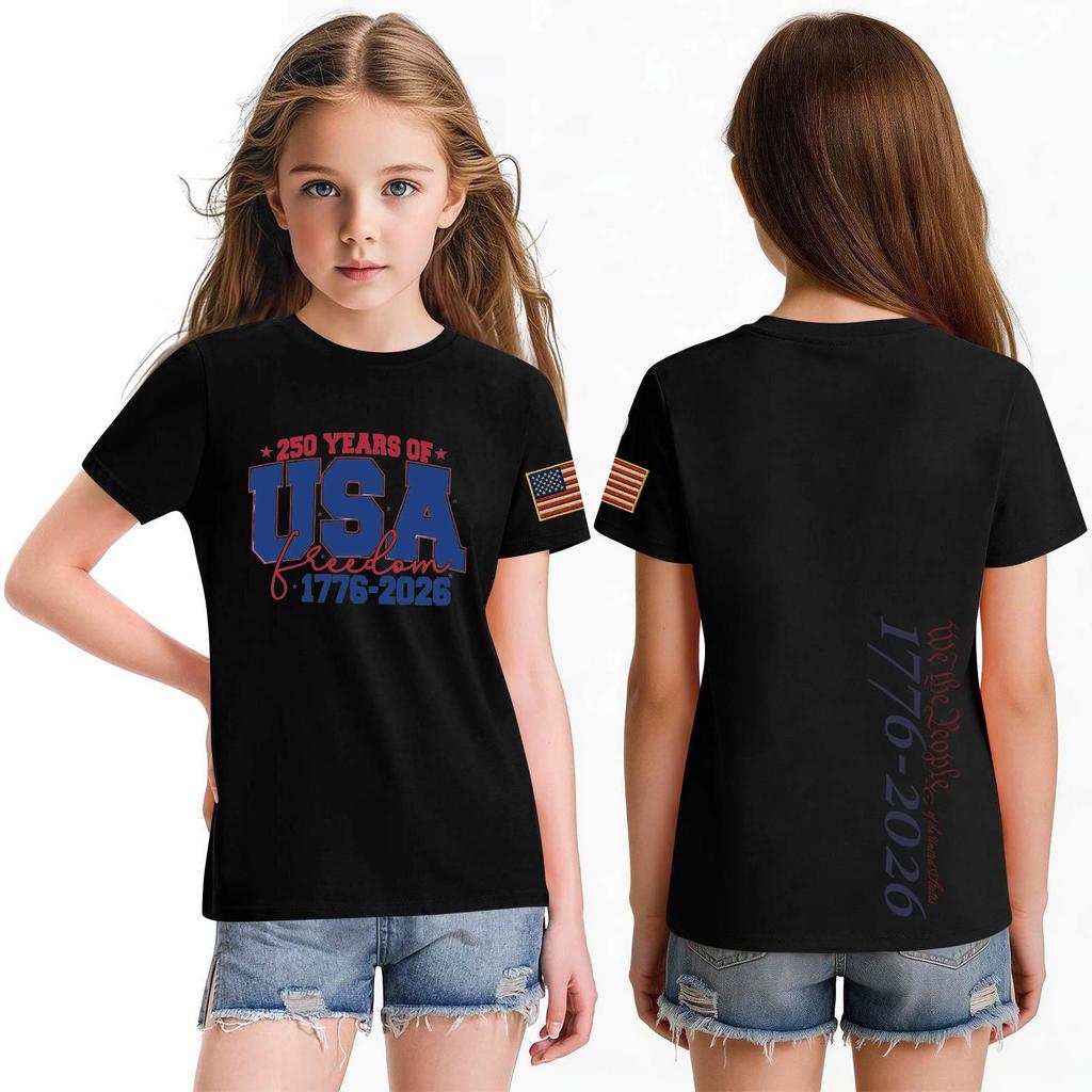 Fashionable Round Neck Short Sleeve Work Clothes Printed Tops For KID Summer Tops