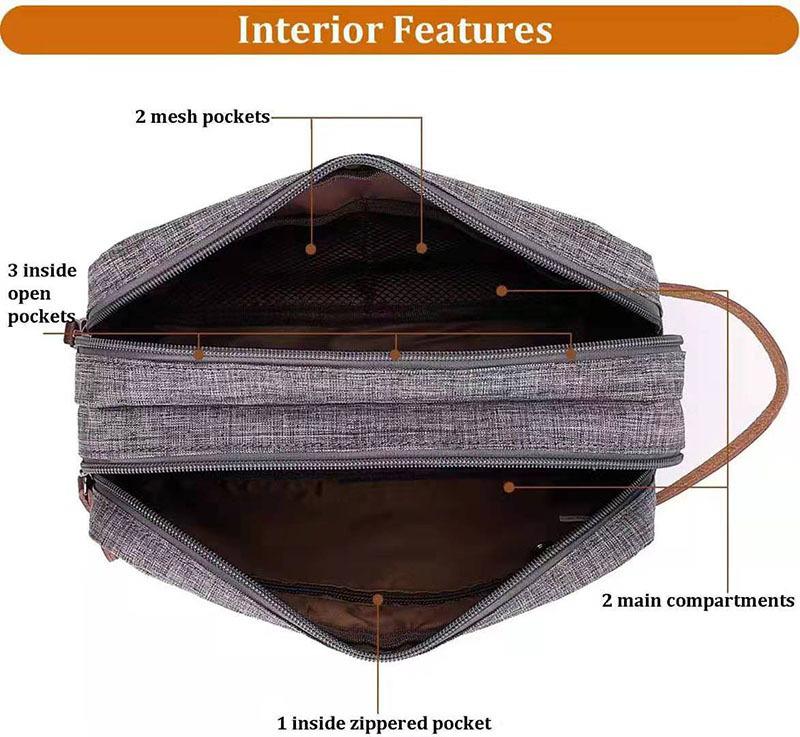 Waterproof Oxford Cloth Double Layer Toiletry Bag: Extra Large Capacity, Portable, for Men's Travel and Makeup Storage.