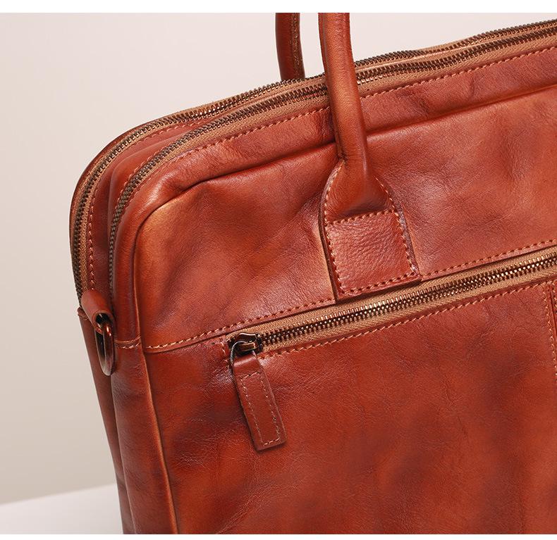 Men's Retro Genuine Leather Multi-Compartment Briefcase and Backpack