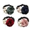 A Rose, Pearl, Large Intestine Ring with a Retro Charm, Camellia, Rubber Band, Hair Tie, Hair Accessory for a Woman