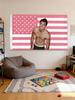 1pc Jacob Elordi Pink American Flag Tapestry, Celebrity Fan Wall Hanging, Cool Room Stuff, Large Size, Polyester 2D Print, Bedro