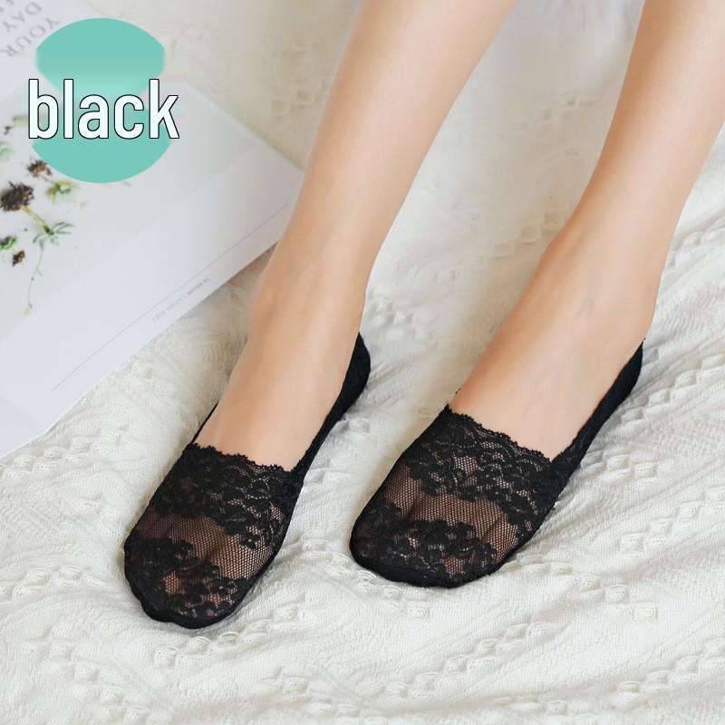 Cherry Blossom Lace-Trim Invisible Non-Slip Boat Socks - Breathable No-Show Summer Footwear